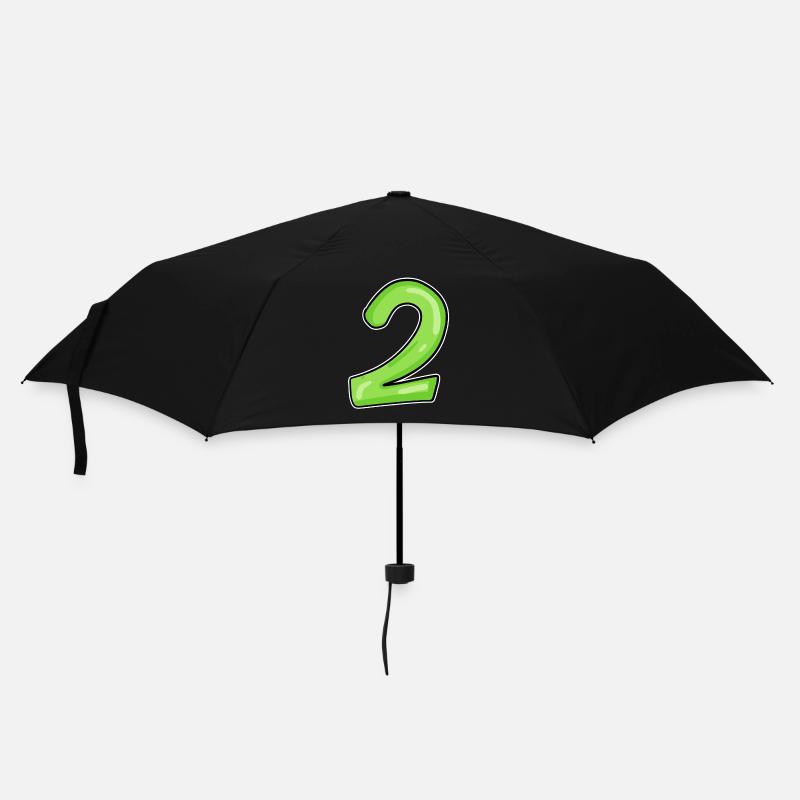 2 - Zahl - Nummer Zwei - 2 grün - Regenschirm (klein) - Schwarz