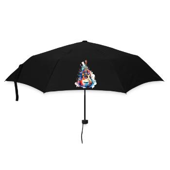 Eine schöne Musik Gitarre gemalt in Wasserfarben - Regenschirm (klein) - Schwarz - Vorne