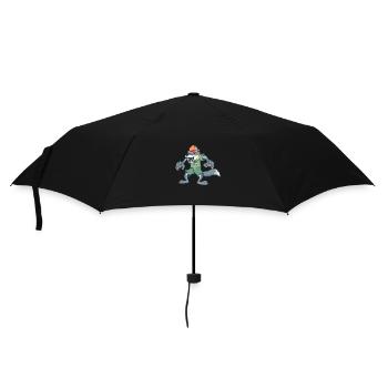 Cartoon Wolf ist Pfadfinder - Regenschirm (klein) - Schwarz - Vorne
