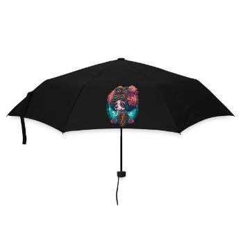 Steampunk Pudel Ästhetisches Hunde Design - Regenschirm (klein) - Schwarz - Vorne
