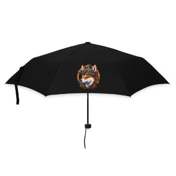 Steampunk Shiba Dog Vintage Machine Dog Design - Umbrella (small) - black - Front