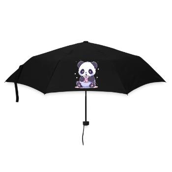 Kawaii Panda Drinks Boba Bubble Tea Chibi - Umbrella (small) - black - Front