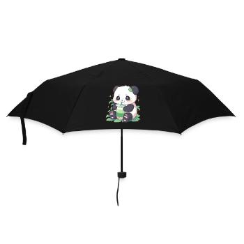 Kawaii Panda Drinks Boba Bubble Tea Chibi - Umbrella (small) - black - Front