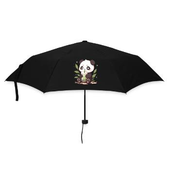 Kawaii Panda Drinks Boba Bubble Tea Chibi - Umbrella (small) - black - Front