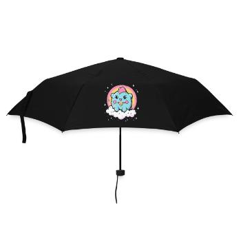 Niedliches Ding mit Regenbogen - Regenschirm (klein) - Schwarz - Vorne