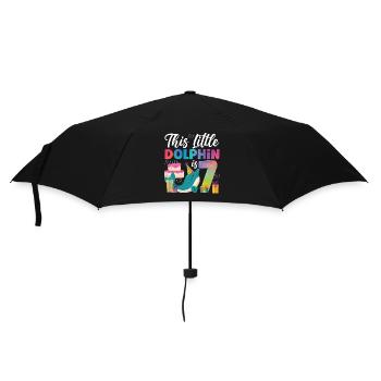 Dolphin 7th Birthday Watercolor - Umbrella (small) - black - Front