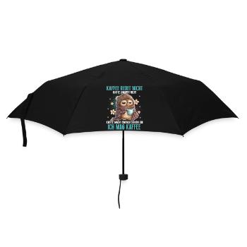 Eule Kaffee Lustiger Spruch - Regenschirm (klein) - Schwarz - Vorne