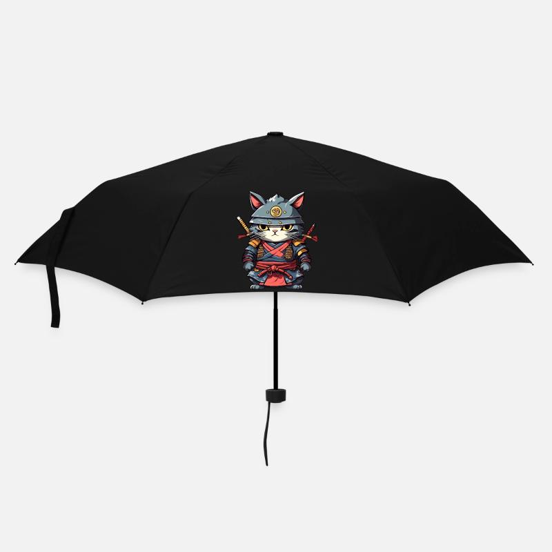 Chat samouraï #17 - Parapluie standard - noir