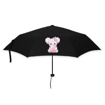 Kawaii Koala trinkt Boba Bubble Tea Chibi - Regenschirm (klein) - Schwarz - Vorne