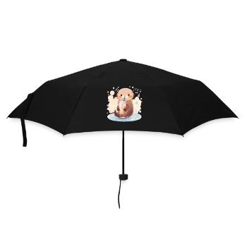 Kawaii Loutre Boissons Boba Bubble Tea Chibi - Parapluie standard - noir - Devant