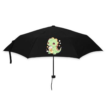 Kawaii Dinosaure Boissons Boba Bubble Tea Chibi - Parapluie standard - noir - Devant