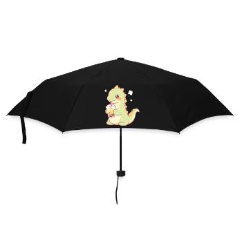 Kawaii Dinosaure Boissons Boba Bubble Tea Chibi - Parapluie standard - noir - Devant