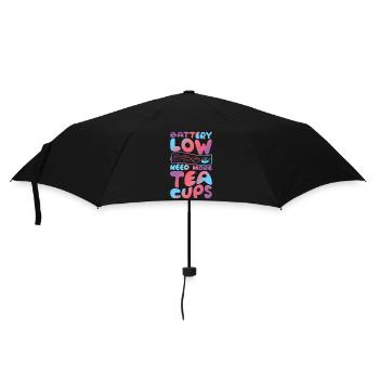 Battery Low Need More Tea Cups Groovy Funny Tea - Umbrella (small) - black - Front