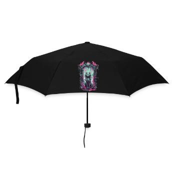 Gothic Okkulte Katze Magisches Monster Design - Regenschirm (klein) - Schwarz - Vorne