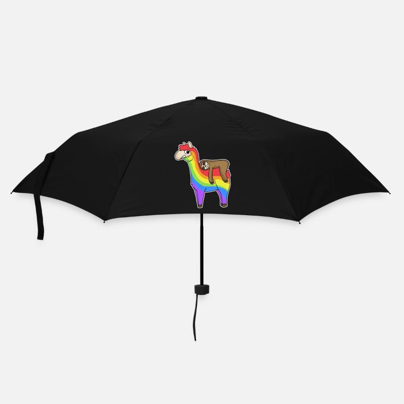 Alpaka Faultier Regenbogen Weihnachten - Regenschirm (klein) - Schwarz