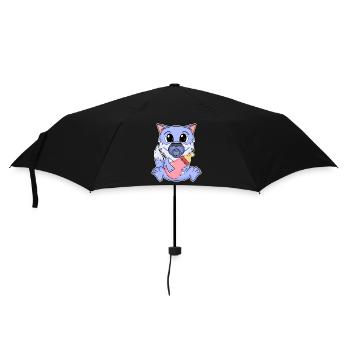 Baby Wolf Motiv - Regenschirm (klein) - Schwarz - Vorne