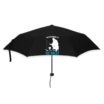 Surrounded By Ice Holes - Ice Fishing Enthusiast - Umbrella (small) - black - Front
