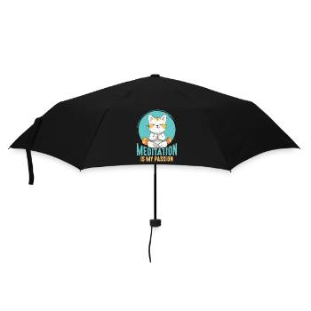 Meditation Is My Passion Relaxation Cat Lover - Umbrella (small) - black - Front