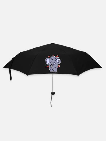 Famille d’éléphants - Éléphant avec bébé - Éléphant - Parapluie standard - noir