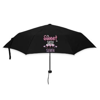 Kinder Happy 7th Birthday Sweet Sassy und Seven Gi - Regenschirm (klein) - Schwarz - Vorne