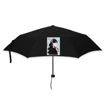 Vintage Japanese Aesthetic Otaku Anime Girl - Umbrella (small) - black - Front