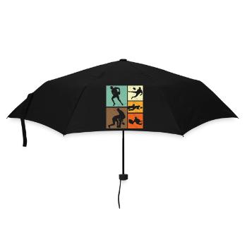 Retro Vintage Rugby Player Design - Umbrella (small) - black - Front