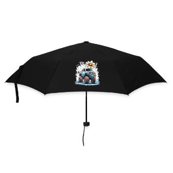 Ein bunter Flower Power Monstertruck - Regenschirm (klein) - Schwarz - Vorne