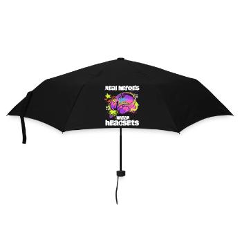 Les vrais héros portent des casques Funny Gamer Boys & Kids - Parapluie standard - noir - Devant