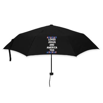 Loves Jesus and America Too God Christian - Umbrella (small) - black - Front