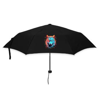 Wolf with xmas lights, Love Wolfs - Umbrella (small) - black - Front