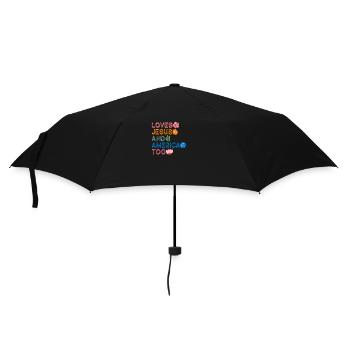 Liebt Jesus und auch Amerika, Gott Christ - Regenschirm (klein) - Schwarz - Vorne