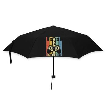 Level 12 Unlocked Funny Video Gamer 12Th Birthday - Umbrella (small) - black - Front