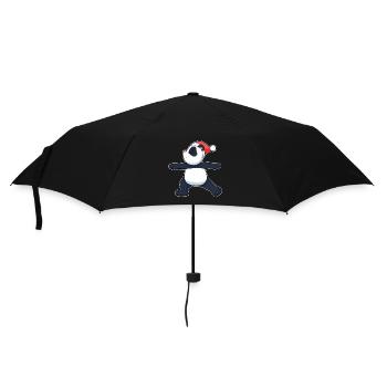 Panda Weihnachten Yoga - Regenschirm (klein) - Schwarz - Vorne