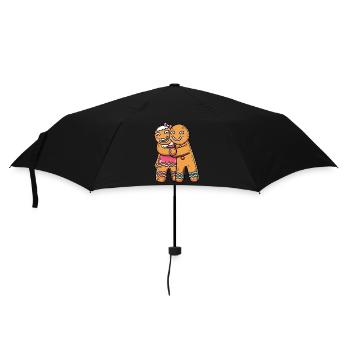 Lebkuchen Plätzchen Paar Weihnachten Xmas Lover - Regenschirm (klein) - Schwarz - Vorne