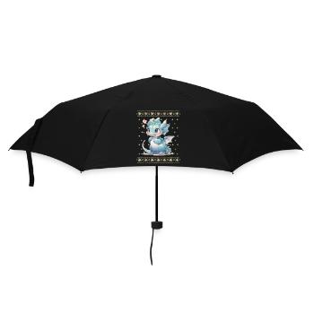 Kawaii Dragon in Ugly Christmas Sweater Style - Umbrella (small) - black - Front