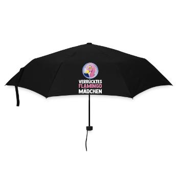 Verrücktes Flamingo Mädchen - Regenschirm (klein) - Schwarz - Vorne
