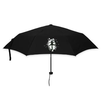 Lustige Miezekatze von Weihnachtsbaum überfahren - Regenschirm (klein) - Schwarz - Vorne