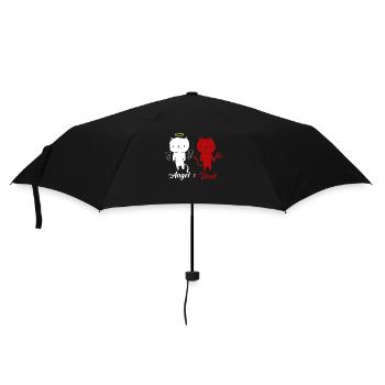 Angel and Devil Cat T-Shirt - Umbrella (small) - black - Front