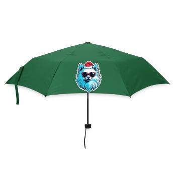 Illustration de Noël poméranien - Parapluie standard - vert bouteille - Devant