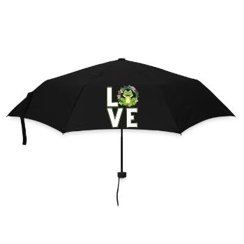 Frosch mit Frosch Liebe und lustige Sprüche - Regenschirm (klein) - Schwarz - Vorne