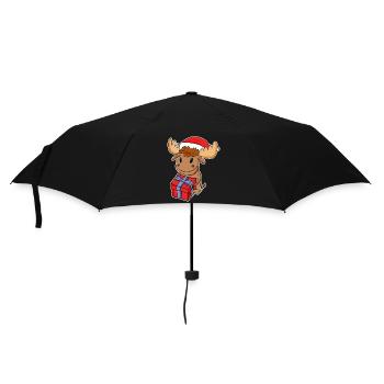 Moose with Santa Hat Christmas - Deer - Umbrella (small) - black - Front