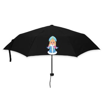 Ded Moroz Snegurotschka russischer Weihnachtsmann - Regenschirm (klein) - Schwarz - Vorne