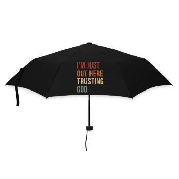 Ich bin einfach hier draußen und vertraue darauf, dass Gott Jesus inspiriert - Regenschirm (klein) - Schwarz - Vorne