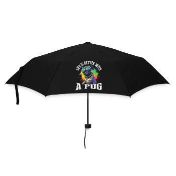 Das Leben ist besser mit einem Mops - Regenschirm (klein) - Schwarz - Vorne