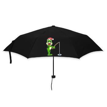 Frosch Weihnachten Angeln - Regenschirm (klein) - Schwarz - Vorne
