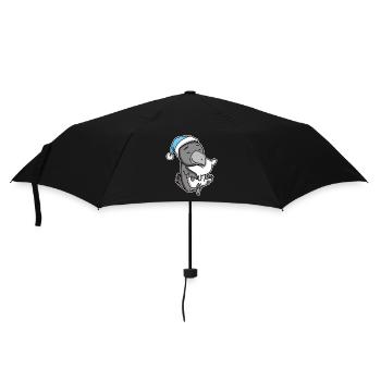 Crow with pillow and sleepy cap - Umbrella (small) - black - Front