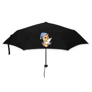 Meerkat with pillow and sleepy cap - Umbrella (small) - black - Front