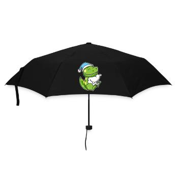 Dinosaure avec oreiller et bonnet somnolent - Dino - Parapluie standard - noir - Devant