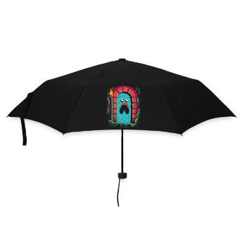 Simple Cartoon Fat Monster Scary Dungeon - Umbrella (small) - black - Front