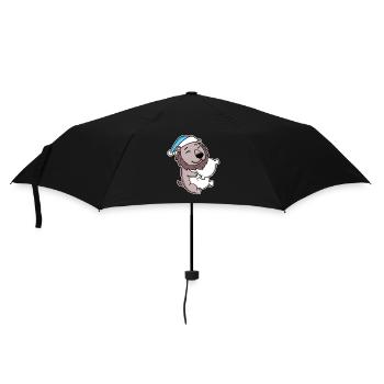 Lion avec oreiller et bonnet somnolent - Parapluie standard - noir - Devant